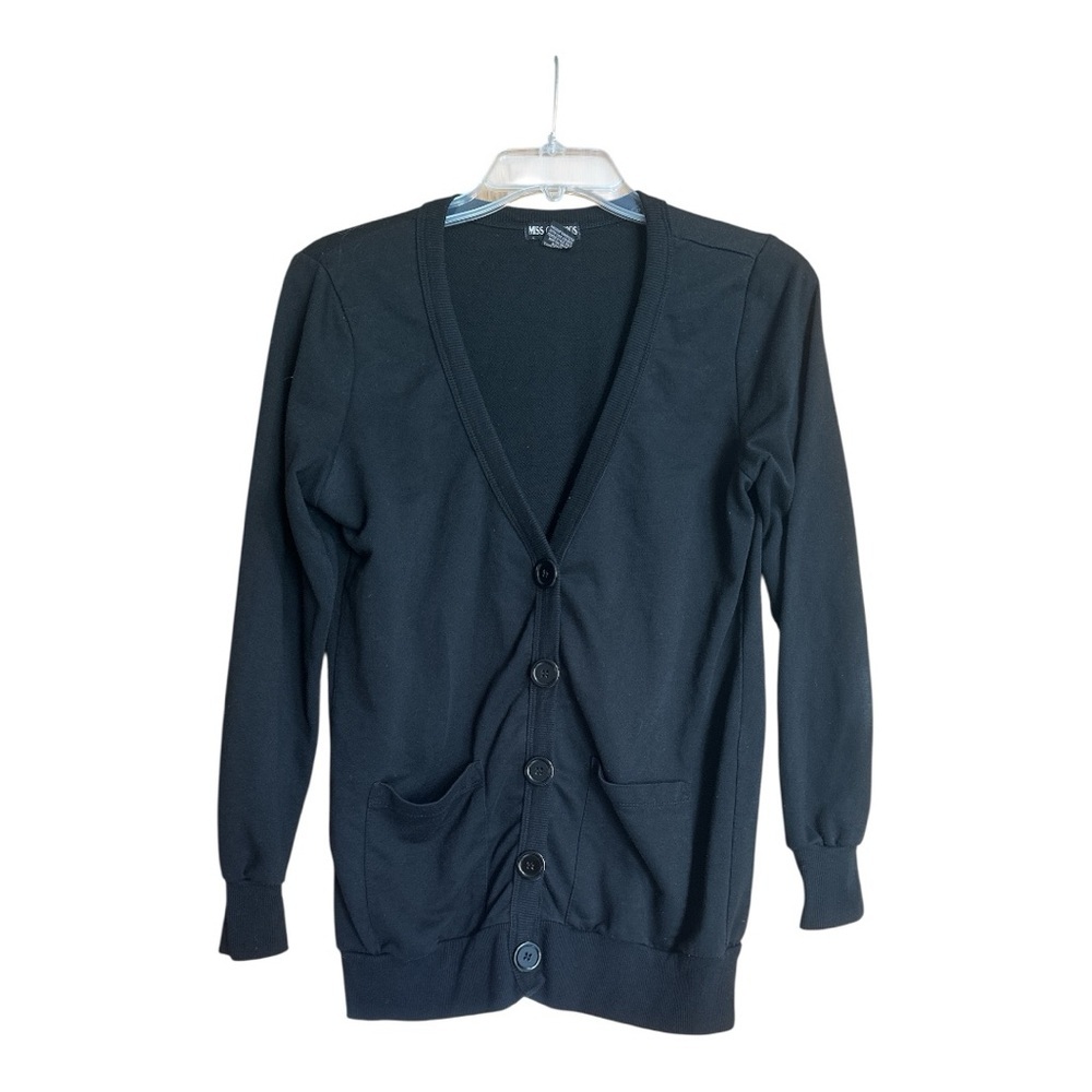 Miss Chievous Women’s Black Button-Up Cardigan, Large